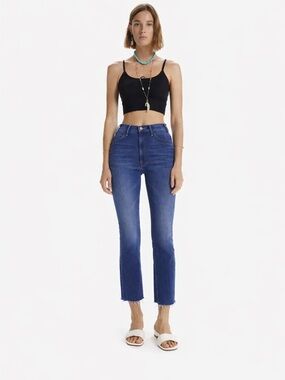 MOTHER Hustler Ankle Fray Jeans Balls Of Yarn High Rise Crop Bootcut 27